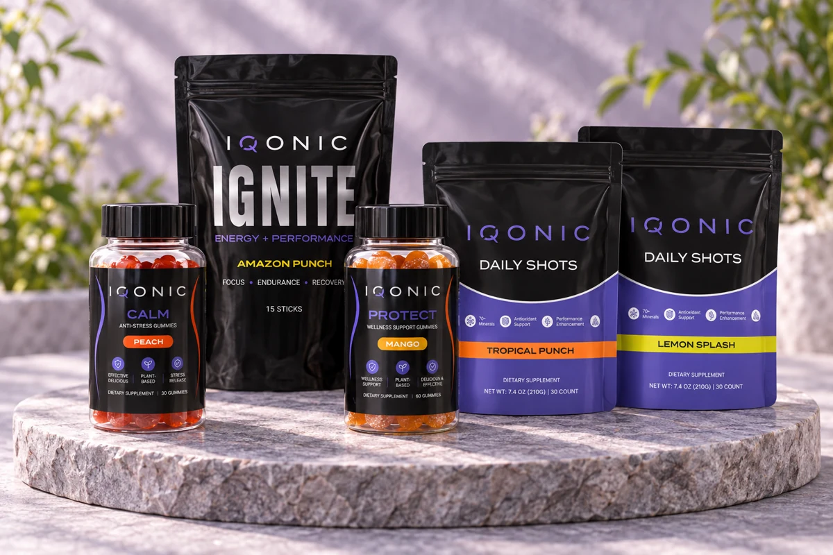 Composición representativa del paquete Élite con productos IQONIC