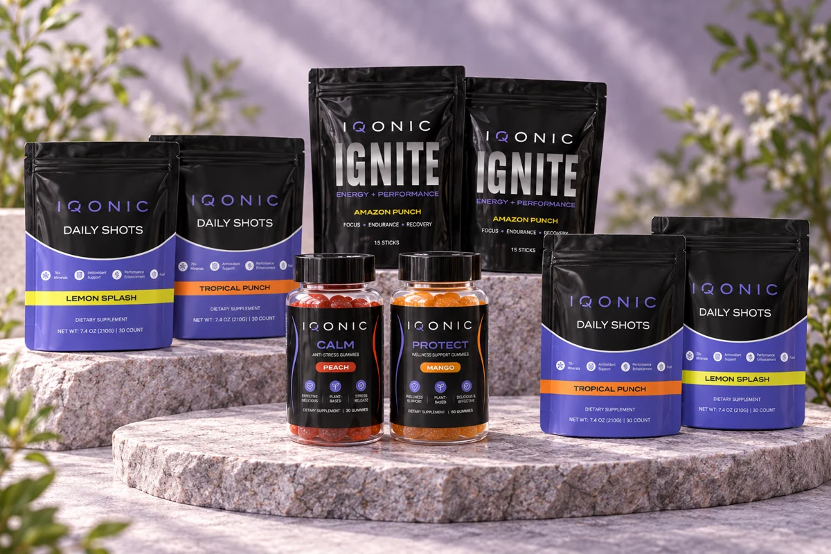 Composición representativa del paquete Premium con productos IQONIC